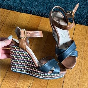 SOLD - Flexi Brown and Black Wedge Sandals